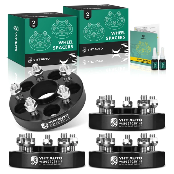 4 Pcs 1 inch Black 5x3.94 to 5x3.94 inches Wheel Spacers M12x1.25 56.1mm for Subaru Forester