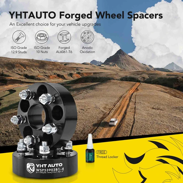4 Pcs 1.5 inches Black 5x3.94 to 5x3.94 inches Wheel Spacers M12x1.25 56.1mm for 2005-2006 Saab 9-2X