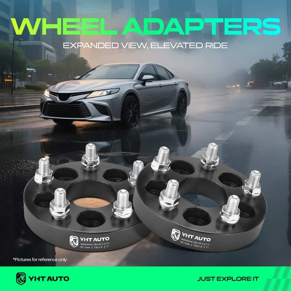 2 Pcs 1 inches Black 5x3.94 to 5x4.41 inches Wheel Adapters M12x1.5 57.1mm for 2005-2010 Scion tC