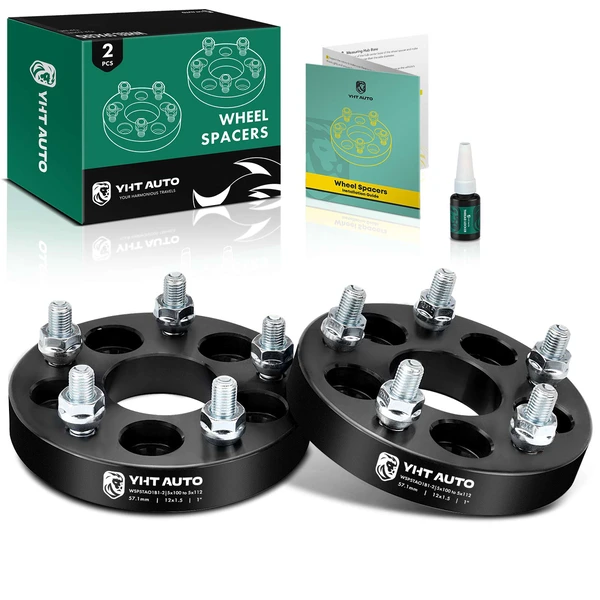 2 Pcs 1 inches Black 5x3.94 to 5x4.41 inches Wheel Adapters M12x1.5 57.1mm for 1980-1986 Chevrolet Citation