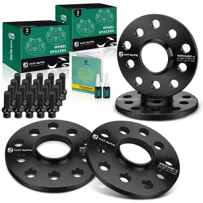 4 Pcs 0.39 inch Black 5x4.41 to 5x3.94 inches Wheel Adapters M14x1.5 57.1mm