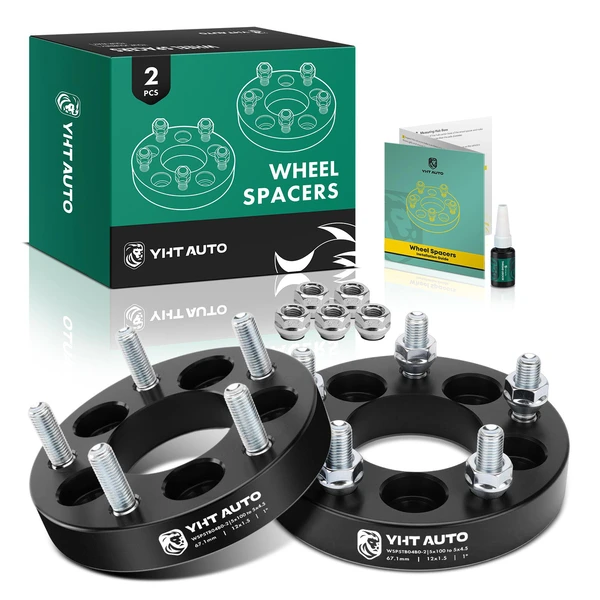 2 Pcs 1 inches Black 5x3.94 to 5x4.5 inches Wheel Adapters M12x1.5 67.1mm for 2005-2010 Scion tC