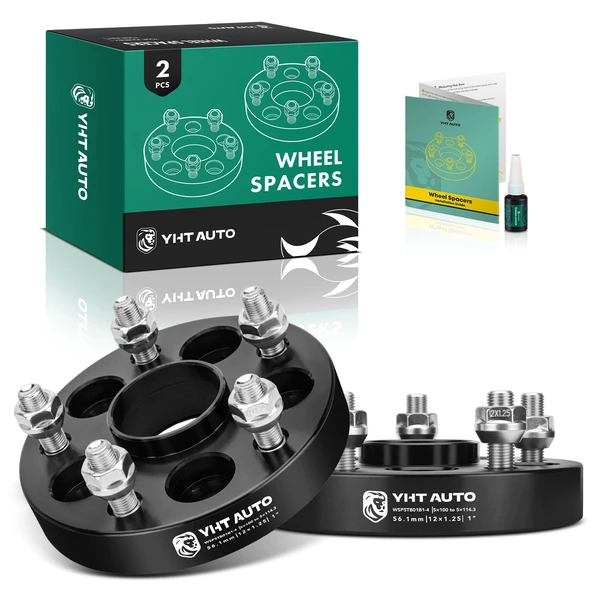 2 Pcs 1 inches Black 5x3.94 to 5x4.5 inches Wheel Adapters M12x1.25 56.1mm for 2013-2016 Scion FR-S