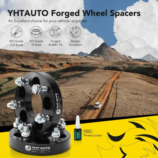 2 Pcs 1 inches Black 5x3.94 to 5x4.5 inches Wheel Adapters M12x1.5 64.1mm for 1996-2000 Dodge Caravan