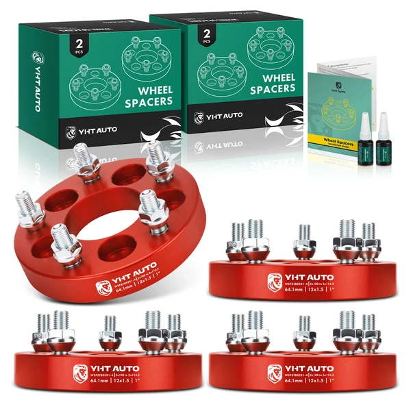 4 Pcs 1 inches Red 5x4.5 to 5x3.94 inches Wheel Adapters M12x1.5 64.1mm for 2008-2014 Scion xD