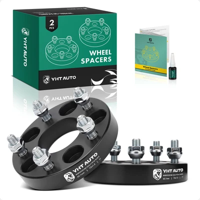 2 Pcs 1 inches Black 5x4.33 to 5x4.5 inches Wheel Adapters M12x1.5 65.1mm