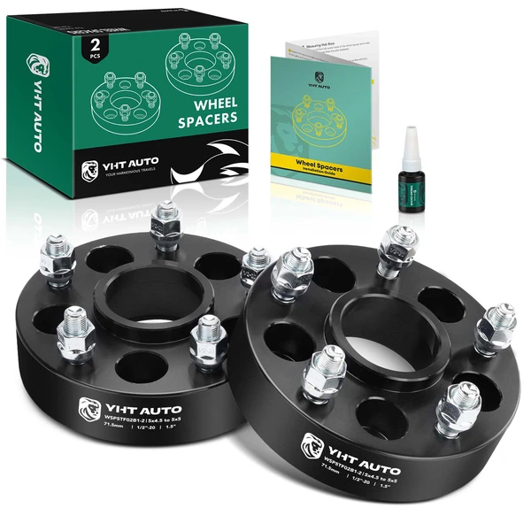 2 Pcs 1.5 inches Black 5x4.5 to 5x5 inches Wheel Adapters 0.5 inch x 20 71.5mm for 2008-2019 Ford Taurus