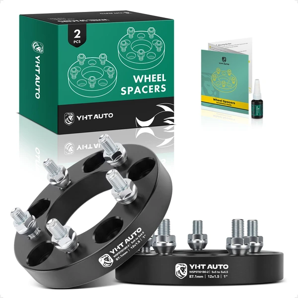 2 Pcs 1 inch Black 5x5 to 5x4.5 inches Wheel Adapters M12x1.5 87.1mm for 2012-2015 Ram C/V