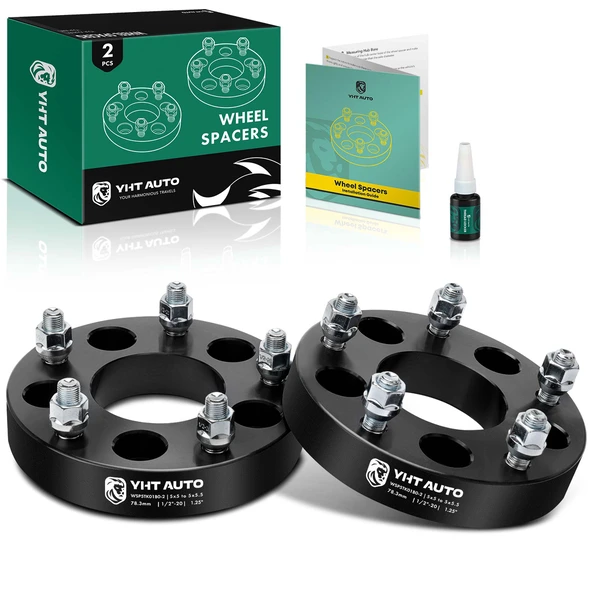 2 Pcs 1.25 inches Black 5x5 to 5x5.5 inches Wheel Adapters M20x0.5 78.3mm for 1973-1978 Mercury Marquis