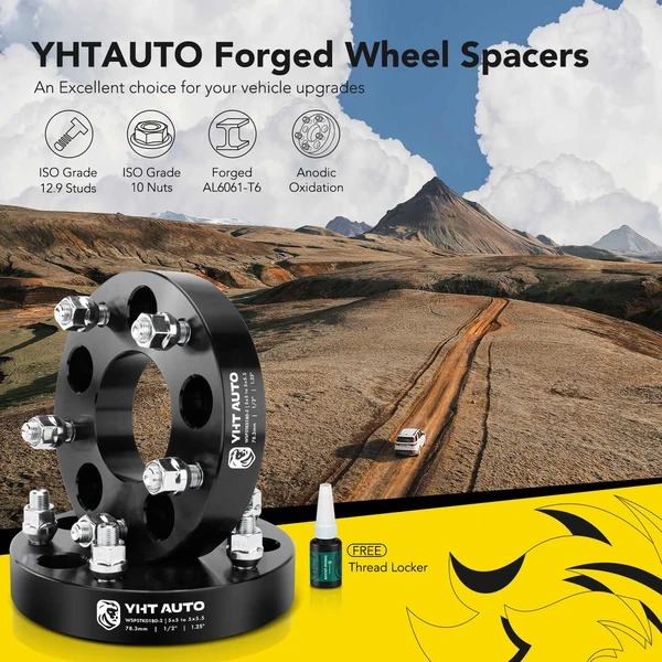 2 Pcs 1.25 inches Black 5x5 to 5x5.5 inches Wheel Adapters M20x0.5 78.3mm for 1973-1978 Mercury Marquis