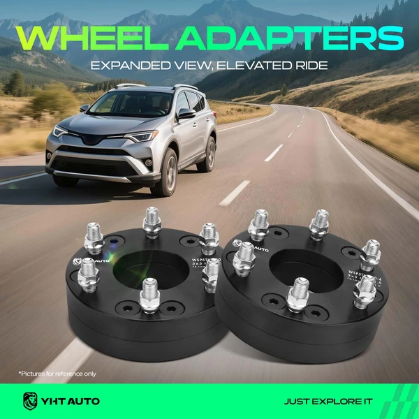 2 Pcs 2 inches Black 5x5 to 6x5.5 inches Wheel Adapters M14x1.5 78.1mm for 2021-2024 Jeep Grand Cherokee L