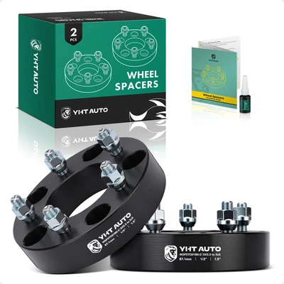 2 Pcs 1.5 inches Black 5x5 to 5x5.5 inches Wheel Adapters 0.5 inch x 20 87.1mm