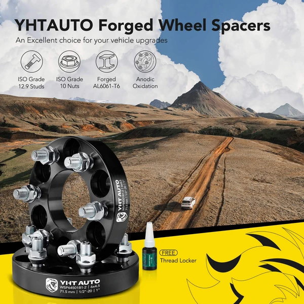 2 Pcs 1 inches Black 6x4.5 to 6x4.5 inches Wheel Spacers 0.5 Inches x 20 71.5mm for 1998-2003 Dodge Durango