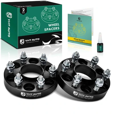 2 Pcs 1 inch Black 6x4.5 to 6x4.5 inches Wheel Spacers M12x1.25 66.1mm