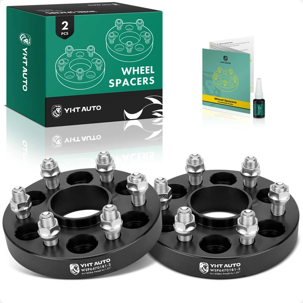 2 Pcs 1 inches Black 6x4.72 to 6x4.72 inches Wheel Spacers M14x1.5 66.9mm for 2020-2023 Cadillac XT6