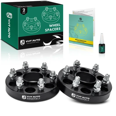 2 Pcs 1 inches Black 6x4.72 to 6x4.72 inches Wheel Spacers M14x1.5 66.9mm