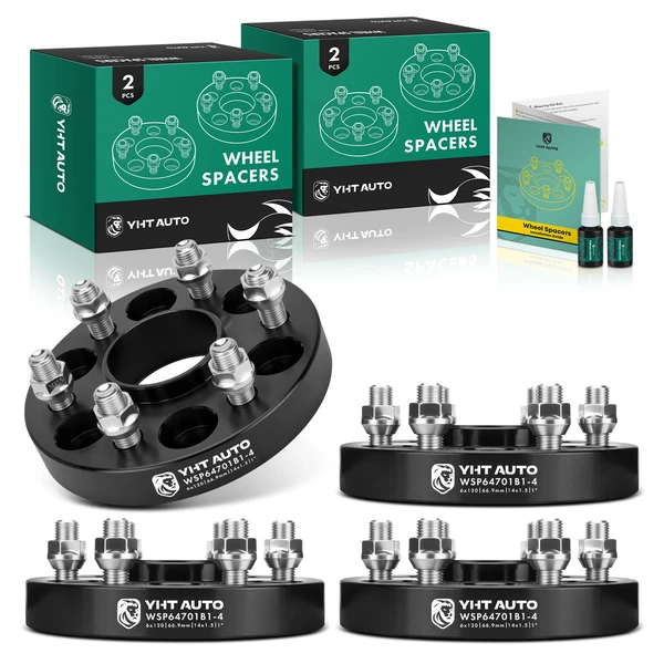 4 Pcs 1 inches Black 6x4.72 to 6x4.72 inches Wheel Spacers M14x1.5 66.9mm for 2018-2023 Buick Enclave