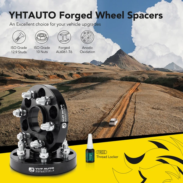 4 Pcs 1 inches Black 6x4.72 to 6x4.72 inches Wheel Spacers M14x1.5 66.9mm for 2015-2023 Chevrolet Colorado