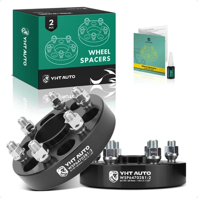 2 Pcs 1.25 inches Black 6x4.72 to 6x4.72 inches Wheel Spacers M14x1.5 66.9mm