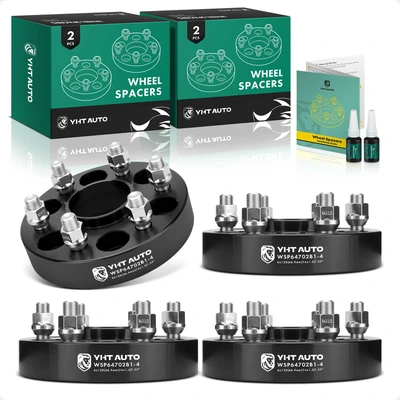 4 Pcs 1.25 inches Black 6x4.72 to 6x4.72 inches Wheel Spacers M14x1.5 66.9mm