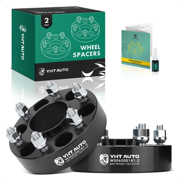 2 Pcs 1.5 inches Black 6x5 to 6x5 inches Wheel Spacers M12x1.5 78.1mm for 2002-2004 Oldsmobile Bravada
