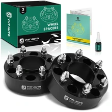 2 Pcs 2 inches Black 6x5.3 to 6x5.3 inches Wheel Spacers M14x2 87.1mm