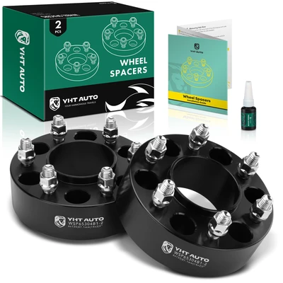 2 Pcs 2 inches Black 6x5.3 to 6x5.3 inches Wheel Spacers M14x2 87.1mm
