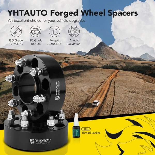 2 Pcs 2 inches Black 6x5.3 to 6x5.3 inches Wheel Spacers M14x2 87.1mm for 2003-2014 Ford Expedition