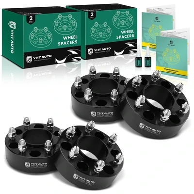 4 Pcs 2 inches Black 6x5.3 to 6x5.3 inches Wheel Spacers M14x2 87.1mm