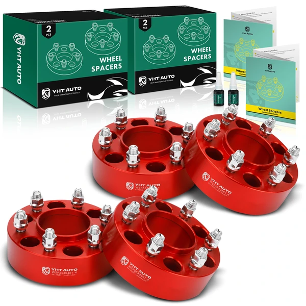 4 Pcs 2 inches Red 6x5.3 to 6x5.3 inches Wheel Spacers M14x2 87.1mm for Ford F150