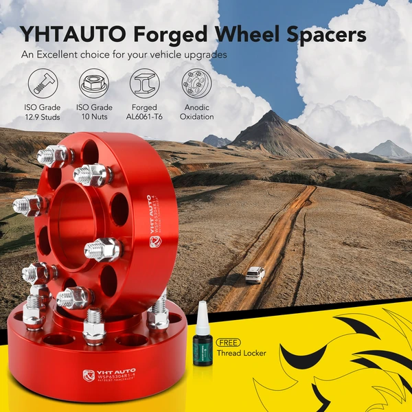 4 Pcs 2 inches Red 6x5.3 to 6x5.3 inches Wheel Spacers M14x2 87.1mm for Ford F150