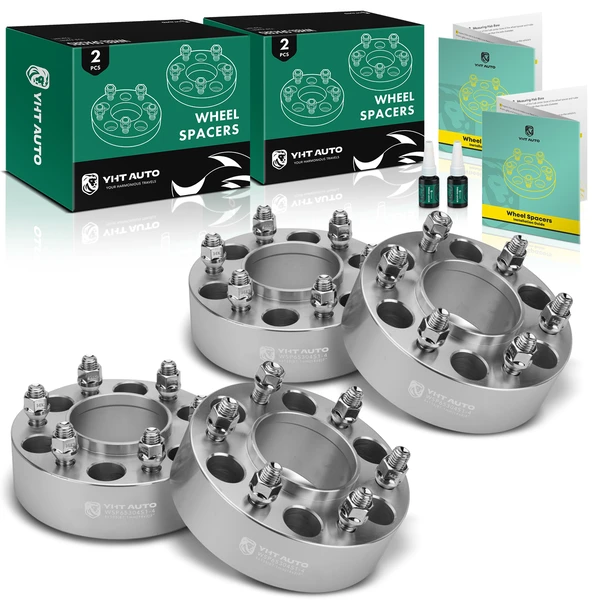 4 Pcs 2 inches Silver 6x5.3 to 6x5.3 inches Wheel Spacers M14x2 87.1mm for Ford Lincoln