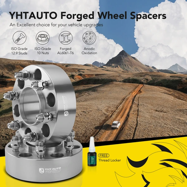 4 Pcs 2 inches Silver 6x5.3 to 6x5.3 inches Wheel Spacers M14x2 87.1mm for Ford Lincoln