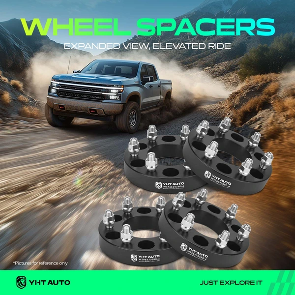 4 Pcs 1.25 inches Black 6x5.3 to 6x5.3 inches Wheel Spacers M14x2 87mm for Ford F-150