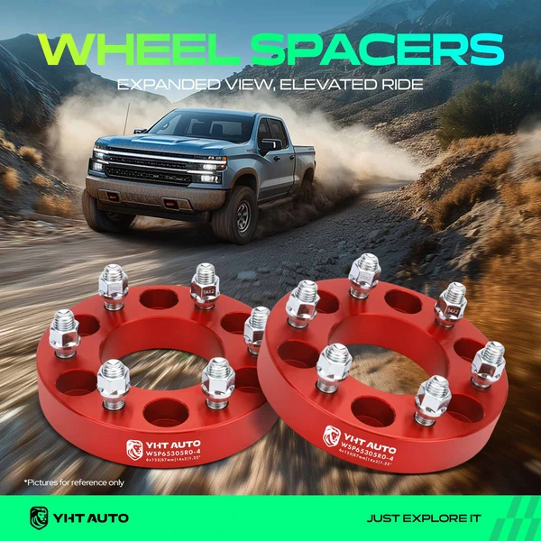 4 Pcs 1.25 inches Red 6x5.3 to 6x5.3 inches Wheel Spacers M14x2 87mm for Ford F-150