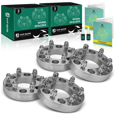 4 Pcs 1.25 inches Silver 6x5.3 to 6x5.3 inches Wheel Spacers M14x2 87mm