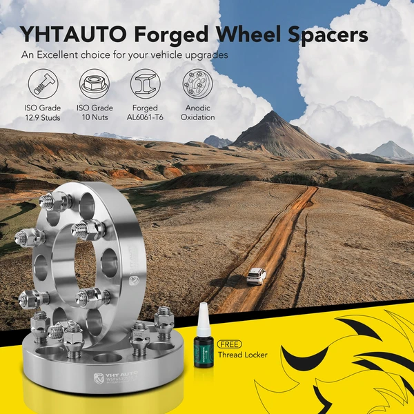 4 Pcs 1.25 inches Silver 6x5.3 to 6x5.3 inches Wheel Spacers M14x2 87mm for Ford Expedition