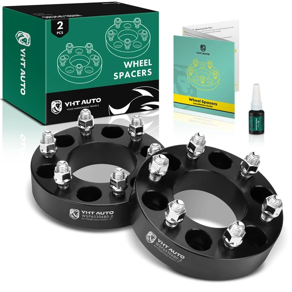 2 Pcs 1.5 inches Black 6x5.3 to 6x5.3 inches Wheel Spacers M14x2 87mm for 2003-2014 Ford Expedition