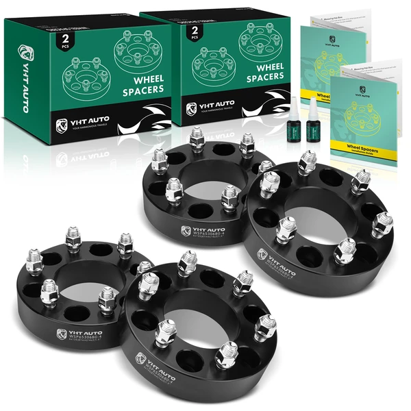 4 Pcs 1.5 inches Black 6x5.3 to 6x5.3 inches Wheel Spacers M14x2 87mm for Ford F-150