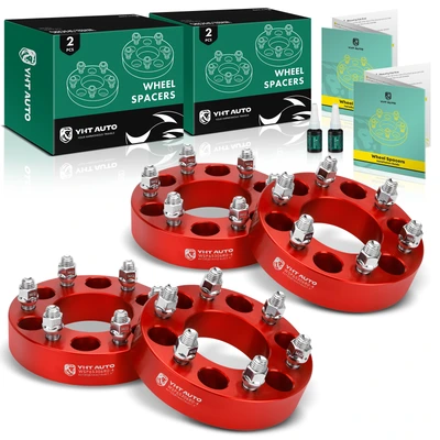 4 Pcs 1.5 inches Red 6x5.3 to 6x5.3 inches Wheel Spacers M14x2 87mm