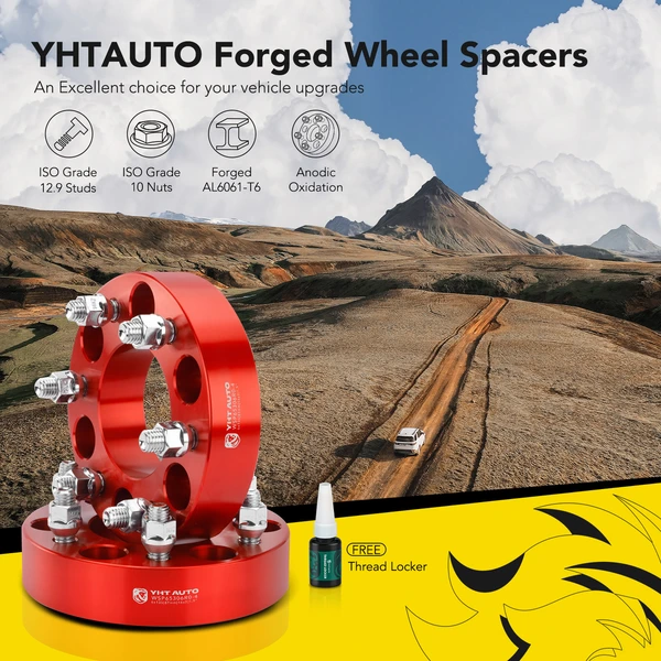 4 Pcs 1.5 inches Red 6x5.3 to 6x5.3 inches Wheel Spacers M14x2 87mm for Ford F-150