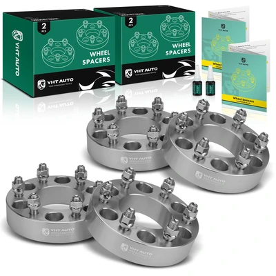 4 Pcs 1.5 inches Silver 6x5.3 to 6x5.3 inches Wheel Spacers M14x2 87mm