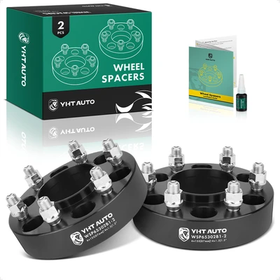 2 Pcs 1.5 inches Black 6x5.3 to 6x5.3 inches Wheel Spacers M14x1.5 87mm