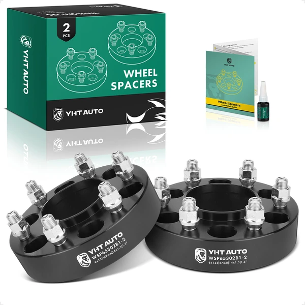 2 Pcs 1.5 inches Black 6x5.3 to 6x5.3 inches Wheel Spacers M14x1.5 87mm for 2015-2023 Lincoln Navigator