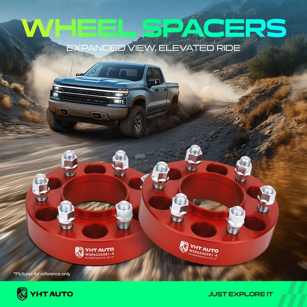 4 Pcs 1.5 inches Red 6x5.3 to 6x5.3 inches Wheel Spacers M14x1.5 87mm for 2015-2023 Lincoln Navigator