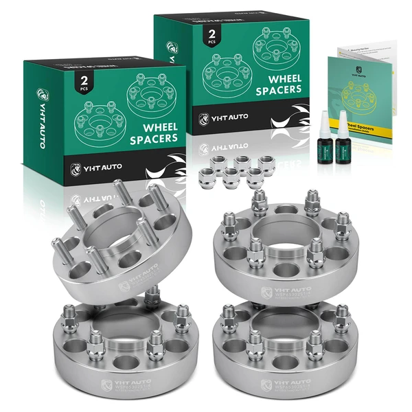 4 Pcs 1.5 inches Silver 6x5.3 to 6x5.3 inches Wheel Spacers M14x1.5 87mm for 2015-2023 Lincoln Navigator