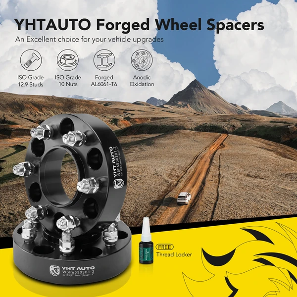 2 Pcs 1.5 inches Black 6x5.3 to 6x5.3 inches Wheel Spacers M14x2 87.1mm for Ford F-150 Lincoln