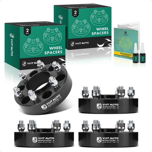 4 Pcs 1.5 inches Black 6x5.3 to 6x5.3 inches Wheel Spacers M14x2 87.1mm for Ford F-150 Lincoln