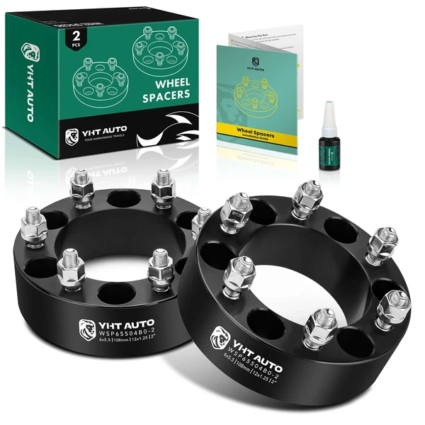 2 Pcs 2 inches Black 6x5.5 to 6x5.5 inches Wheel Spacers M12x1.25 108mm for 2004-2010 INFINITI QX56