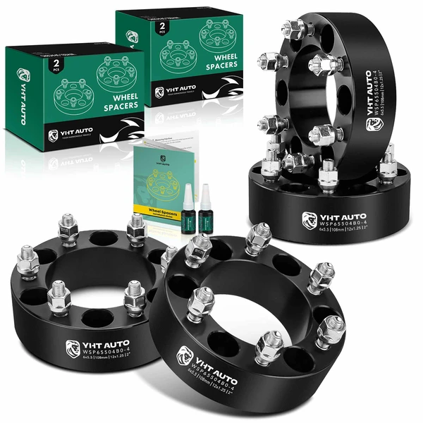 4 Pcs 2 inches Black 6x5.5 to 6x5.5 inches Wheel Spacers M12x1.25 108mm for 2005-2014 Nissan Armada